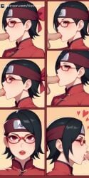 ai_generated blowjob breasts cheek_bulge china_dress chinese_new_year comic fellatio hotload-8 naruto naruto_(series) oral patreon petite pulling_out sarada_uchiha slim sloppy_blowjob sucking_penis wet_mouth