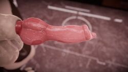 3d blurry_background canine_penis cum_on_penis erection furry futanari high_resolution knot penis_focus precum self_upload sheath solo vrchat