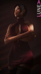 1girls 3d ada_wong asian asian_female ass athletic_female atmospheric big_ass big_breasts big_butt blender breasts cinematic_lighting crossed_arms curvy curvy_female curvy_figure dark_hair dress exposed_ass female female_focus fit fit_female hi_res highres huge_ass human light light_skin lunea open_eyes realistic resident_evil seductive sexy sexy_clothing sexy_dress shaved_crotch shaved_pussy skin_tight stockings sweat tagme touching video_game_character video_games watermark