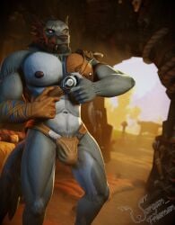 2023 5_fingers abs absurd_res alternate_version_at_source arm_strap axe bandage battle_axe biceps big_chest black_claws blender_(artwork) blizzard_entertainment bulge canid canine_nose cataract claws clothing depth_of_field detailed_background digital_media_(artwork) eye_scar facial_scar fan_character fangs fingers fur grey_body grey_fur grey_mane hi_res holding_object inside kraygor_(worgan_freeman) light looking_offscreen male mammal mane mouth_closed multicolored_body multicolored_fur muscular muscular_legs muscular_male navel nipples outside_view plant pointy_ears scar shoulder_guards signature sole_male solo sunlight tail tanned_skin teeth thong tree two_tone_body two_tone_fur underwear warcraft watermark werecanid werecreature worgan_freeman worgen worgen_with_tail world_of_warcraft yellow_eyes