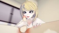 1boy 1girls 3d akamatsu_kaede danganronpa handjob imminent_oral koikatsu saihara_shuuichi saimatsukk tagme