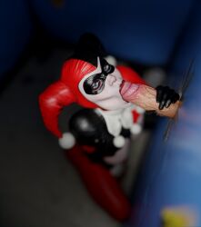 3d big_penis blowjob clown_girl dc_comics faceless_male facepaint fellatio glory_hole gloved_handjob gloves handjob harley_quinn harley_quinn_(classic) latex_suit light-skinned_female light-skinned_male mask squatting stephanie23