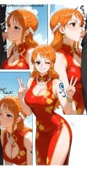 ai_generated blowjob breasts china_dress chinese_new_year hotload-8 nami one_piece petreon