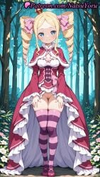 1girls 2025 ai_assisted ai_generated anime anime_style ass_visible_through_thighs beatrice_(re:zero) blonde_hair blue_eyes blush bow breasts bust busty capelet cleavage cleft_of_venus closed_mouth crown day dress drill_hair female female_focus female_only flower forest frilled_dress frilled_sleeves frills full_body fur-trimmed_capelet fur_trim hair_ribbon hi_res high_quality high_resolution highres long_hair long_sleeves looking_at_viewer medium_breasts mini_crown natsuyoru nature no_panties nopan outdoors parted_bangs patreon pink_bow pink_ribbon pink_thighhighs purple_thighhighs pussy re:zero_kara_hajimeru_isekai_seikatsu red_capelet red_dress ribbon shawl shoes sidelocks skindentation small_breasts smile solo solo_female stable_diffusion standing striped striped_clothes striped_thighhighs symbol-shaped_pupils thigh_gap thighhighs thighs tree twin_drills twintails uncensored vagina voluptuous voluptuous_female wide_sleeves