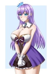 big_breasts blue_eyes dress_shirt flower_in_hair gloves hair_ornament hispanic_virtual_youtuber indie_virtual_youtuber kyria_vtuber purple_hair thighhighs twintails virtual_youtuber voluptuous vtuber vtuberfanart