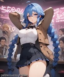 absurd_res ai_generated anime blue_hair braid braided_hair braided_ponytail braided_twintails female hi_res highres mushoku_tensei ozziru patreon roxy_migurdia self_upload twintails uncensored