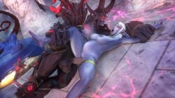 1boy 1girls 3d ahe_gao barbell_piercing big_breasts blizzard_entertainment blue_skin corset female male night_elf nipple_piercing pregnant queen_azshara saty satyr_(warcraft) sex spooning thick_thighs vaginal_penetration vaginal_penetration vaginal_sex voluptuous voluptuous_female warcraft white_hair wide_hips world_of_warcraft xavius zentaeron