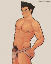 1boy ass avatar_legends human human_only jockstrap jockstrap_only looking_back mako manlyhand nickelodeon nicktoons pubic_hair solo_male the_legend_of_korra underwear white_background