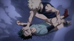 bakugou_katsuki boku_no_hero_academia bruise cuntboy cuntboy/male domination edit edited_official_artwork edited_screencap fake_screenshot fight gay izuku_midoriya katsuki_bakugou midoriya_izuku my_hero_academia pubic_hair pussy riding rough_sex vaginal_penetration