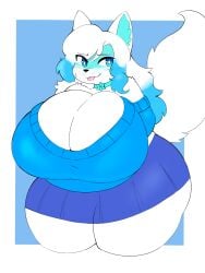 1female big_breasts blue_eyes breasts cleavage female female_only furry furry_female furry_only huge_breasts hyper_breasts inazuma_kat thick_thighs wide_hips