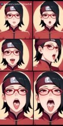 ai_generated blowjob breasts cheek_bulge china_dress chinese_new_year comic hotload-8 naruto naruto_(series) oral patreon petite pulling_out sarada_uchiha slim sloppy_blowjob sucking_penis wet_mouth