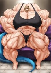 alternate_muscle_size arknights extreme_muscles hazel_iic hyper_breasts hyper_muscles muscular_female utage_(arknights)