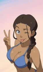 1girls ai_generated avatar_the_last_airbender bonnieaiart breasts dark-skinned_female dark_skin katara solo_female swimsuit