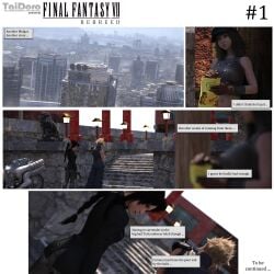 1girl 3d 3d_(artwork) 3dx aerith_gainsborough cloud_strife comic comic_page final_fantasy final_fantasy_vii final_fantasy_vii_rebirth final_fantasy_vii_remake taidoro