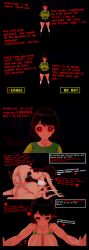 3d black_background black_sclera chara color comic dialogue english english_dialogue english_text female frisk futa_on_female futanari glowing_eyes impregnation mating_press paroraro red_eyes sex tagme talking text text_box undertale undertale_(series)