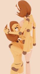 1futa 1girls 3d artist_request ass blender blender_(software) blowjob bra breasts duo female five_nights_at_freddy's five_nights_at_freddy's:_sister_location futa_on_female futanari intersex lifting_person looking_at_another masked_female minigirl naked_female penis source_request