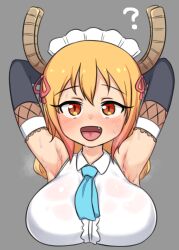 armpit_fetish armpits basuke basukechi blonde_hair dragon_girl maid_headdress miss_kobayashi's_dragon_maid smell sweat tagme tohru_(dragon_maid) twintails