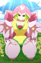 1girls 2022 4_wings big_breasts breasts cleavage digimon fairy fairy_wings female female_only flower_petals huge_breasts kojiro-brushard lilamon looking_at_viewer petal_wings petals plant plant_girl solo solo_female tagme thick_thighs wings