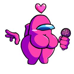 among_us big_breasts blush breasts do_the_amongus first_porn_of_character friday_night_funkin heart microphone pink_(among_us) pink_imposter thick_thighs thighs tiny_feet vs_impostor