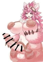 aged_up animal_ears anthro big_breasts big_penis breast_grab breast_hold censored chest_tuft claws covered_nipples erection fluffy fluffy_hair fti_crossgender fur futa_only futanari goggles goggles_on_head holding_penis huge_breasts huge_cock long_hair looking_at_viewer made_in_abyss mitty narehate pale-skinned_futanari pale_skin penis pink_eyes pink_fur pink_hair ranaecho smile two_tone_fur whiskers white_fur wip