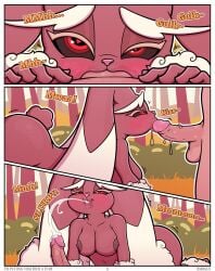 2d all_the_way_to_the_base anthro athletic_female bibi_(bnbigus) blush bnbigus breast brown_nipples bunny bunny_ears bunny_girl bunny_tail comic cum cum_in_mouth detailed_background english_text fat_ass fellatio female_pokemon female_pokemon/male_human femdom fluffy forest heart-shaped_pupils human human_on_pokemon light-skinned_male lopunny male/female malesub nintendo nipples oral oral_penetration oral_sex page_6 pokémon_(species) pokemon pokemon_(species) red_eyes saliva sex sucking_penis text