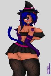 1girls big_ass big_breasts blue_hair dark_skin female leona_(powerblueflower) oc original_character powerblueflower purple_eyes tagme thick_thighs