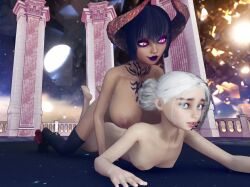 1futa 1girls 3d ambiguous_penetration animated artist_request big_breasts blue_eyes breasts eliza_(tekken) female futa_on_female futanari glowing_eyes hanging_breasts horn horns intersex large_breasts legwear light-skinned_female light-skinned_futa light_skin lying lying_on_stomach magicshop3d medium_hair on_stomach pale-skinned_female pale_skin penetration prone_bone short_hair small_breasts sound sound_effects tekken video webm white_hair