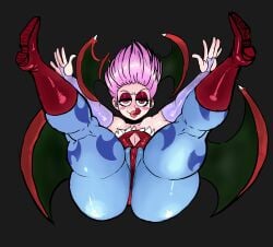 1girls ass bedroom_eyes big_ass cameltoe clothing darkstalkers female female_only flat_chest floating half-closed_eyes head_wings huge_ass large_ass legs_up lemonadepikachu lilith_aensland looking_at_viewer pink_hair solo succubus succubus_costume succubus_wings thick_thighs tongue tongue_out wide_hips wings