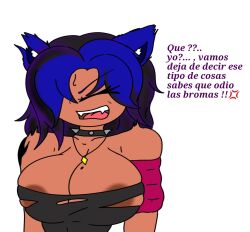 1girls big_breasts blue_hair dark_skin female oc original_character powerblueflower solo tagme vanessa