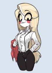 blonde_hair casual centinel303 charlie_morningstar_(hazbin_hotel) clothing female hazbin_hotel humanoid pale_skin suspenders tagme tuxedo