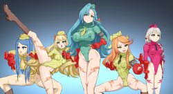 5girls alternate_costume ass bare_legs bare_thighs black_necktie blonde_hair blue_eyes blue_hair bodypaint braid brainwashing breasts butterfly_hair_ornament cammy_white cammy_white_(cosplay) capcom celine_(fire_emblem) chestnut_mouth chloe_(fire_emblem) cosplay covered_navel covered_nipples crossover etie_(fire_emblem) female female_only femsub fingerless_gloves fire_emblem fire_emblem_engage framme_(fire_emblem) garrison_cap gloves green_eyes haigure haigure_pose hair_ornament hat highleg highleg_leotard highres kicking large_breasts legs leotard lightning_bolt_symbol long_hair looking_at_viewer lumera_(fire_emblem) mind_control multiple_girls multiple_subs necktie nintendo open_mouth orange_hair quarter_(quarter_r18) red_gloves ribbed_leotard slave small_breasts squatting stance street_fighter street_fighter_alpha street_fighter_alpha_3 thighs very_long_hair yellow_headwear yellow_leotard