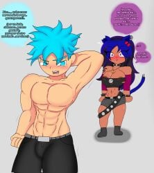 1girls big_breasts blue_eyes blue_hair dark_skin female leona_(powerblueflower) oc original_character powerblueflower purple_eyes tagme