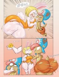 1boy 1girls anger_vein angry anthro anthro_only antlers ass ass_expansion big_ass blonde_hair bottom_heavy breasts bubble_butt carrot_(one_piece) cellulite dress female femboy force_feeding hat huge_ass lagomorph large_ass looking_at_ass looking_at_self looking_back male nervous_sweat one_piece purple_yoshi_draws rabbit reindeer shorts sweat thick_ass thick_thighs thunder_thighs tony_tony_chopper torn_clothing transformation_food wardrobe_malfunction wide_hips yelling