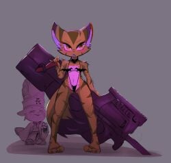 4_toes ailurid anthro barefoot bikini breasts carol_tea clothing duo feet felid feline felis female freedom_planet fur galaxytrail green_body green_fur hi_res mammal mayor_zao navel plantigrade red_panda swimwear sylver tagme toes weapon wildcat