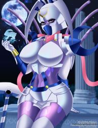 aramyx armor big_breasts bunny_girl dianamon digimon digimon_(species) digimon_story digimon_story:_cyber_sleuth huge_breasts large_breasts olympos_xii pinup skintight skintight_bodysuit thick_thighs thighhighs tight_fit wide_hips