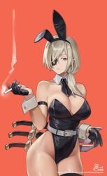 1girls big_breasts bunny_ears bunnysuit chainsaw_man cleavage eyepatch female female_only latex light-skinned_female mappa quanxi_(chainsaw_man) siriuflong