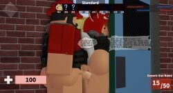 1boy 1girls 3d arsenal_(rolve) ass ass_focus begging_to_stop big_ass bottomless dialogue english_text female female_focus first_porn_of_character game_ui heyits_aaron hood male male/female nervous orange_hair pussy_juice rape red_panda_(rolve) roblox roblox_game robloxian rolve secretly_loves_it sex_from_behind soldier_(rolve) straight stuck stuck_in_door tail tail_grab text vaginal_penetration worried_expression