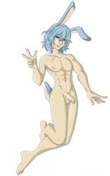 animal_ears blue_hair bunny_ears bunny_tail male_only my_hero_academia naked red_eyes shigaraki_tomura tomura_shigaraki uncut villain