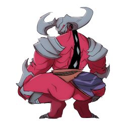 1boy 2021 ass ass_focus bakudadadan big_ass broly_culo butt butt_focus crouching darkin highres humanoid league_of_legends looking_back male male_only meme parody rhaast_(league_of_legends) riot_games simple_background solo spread_legs spreading white_background