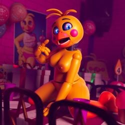 3d animatronic ashleyorange blue_eyes five_nights_at_freddy's five_nights_at_freddy's_2 fnaf toy_chica_(ashleyorange) toy_chica_(fnaf)