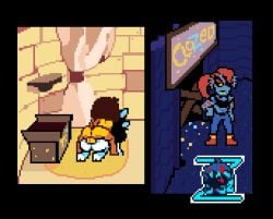 1girl 1girls animated big_ass butt_jiggle deezairah doggy_style female from_behind gif jiggle male/female pixel_art rough_sex tagme temmie temmie_(undertale) undertale undertale_(series) undyne