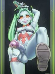 1futa areolae background balls big_penis blonde_hair blue_hair breasts casual cd_projekt_red cyberpunk:_edgerunners cyberpunk_2077 cyborg digital_media_(artwork) dripping_precum erection firearm foot_up footwear futa_only futanari green_hair gun handgun holding_leg human humanoid humanoid_penis intersex long_hair looking_at_viewer nipples nude nude_futanari pale_skin penis precum presenting_penis rebecca_(edgerunners) red_eyes red_skin seraziel small_breasts solo standing sweat sweaty sweaty_balls teal_hair tongue tongue_out weapon white_skin