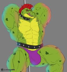 1boy 2022 2023 abs alligator alligatorid anthro anthro_focus anthro_only arms_behind_back arms_behind_head artist_logo artist_name beefy belt biceps big_muscles bulge collar crocodile crocodilian crocodylid digital_drawing_(artwork) digital_media_(artwork) five_nights_at_freddy's five_nights_at_freddy's:_security_breach flaccid furry furry_male gay glasses green_body green_skin grey_background horny_male lazzyd0g legs_spread male male_only male_thong mohawk_(hairstyle) montgomery_gator_(fnaf) muscles muscular_anthro muscular_arms muscular_legs muscular_male navel no_nipples no_visible_genitalia partially_clothed partially_clothed_male partially_nude pecs pectorals penis_bulge pole pole_dancing posing_for_the_viewer purple_underwear red_eyes red_hair reptile reptile_humanoid scales scalie scottgames simple_background sketch smile smiling smiling_at_viewer solo solo_anthro spiked_belt spiked_collar star_glasses steel_wool_studios stripped sunglasses tongue tongue_out triceps two_tone_body two_tone_skin underwear underwear_only