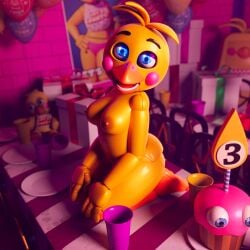 3d animatronic ashleyorange blue_eyes five_nights_at_freddy's five_nights_at_freddy's_2 fnaf toy_chica_(ashleyorange) toy_chica_(fnaf)