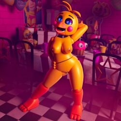 3d animatronic ashleyorange blue_eyes five_nights_at_freddy's five_nights_at_freddy's_2 fnaf toy_chica_(ashleyorange) toy_chica_(fnaf)