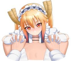 1futa 1girls bar_censor blonde_hair censor_bar clothed clothin darkside_ochinpo_burst dragon dragon_girl dragon_horns duo erection eye_contact faceless faceless_character faceless_futanari fellatio female female_focus futa_on_female futa_pov futanari gloves hand_holding holding_hands human humanoid kobayashi light-skinned_female light-skinned_futanari light_skin looking_at_partner looking_at_viewer maid maid_headdress maid_uniform miss_kobayashi's_dragon_maid oral oral_sex penis pov pov_eye_contact red_eyes sex simple_background tohru_(dragon_maid) twintails white_background