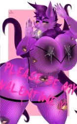 breasts_on_glass chubby_female cooties_(cooties) dripping_pussy drooling fishnets furry giantess huge_ass huge_breasts lactation larger_female macro mschalk no_pupils purple_skin steam tendrils thick_thighs valentine's_day ych yellow_tongue