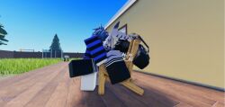 2boys 3d artist_request gay male on_chair outside roblox roblox_avatar shark side_view source_request tagme