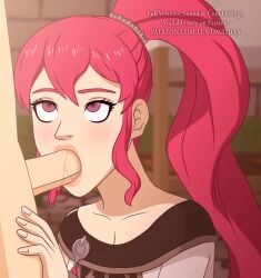 1girls animated anna_(fire_emblem) anna_(fire_emblem:_three_houses) blowjob burgundy_eyes burgundy_hair eye_contact fellatio female fire_emblem fire_emblem:_three_houses fringe lewdmation long_hair male nintendo no_sound oral pale-skinned_female penis petite ponytail purple_eyes red_eyes red_hair seductive_eyes seductive_mouth skinny video