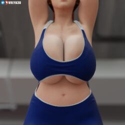 1girls 3d alternate_breast_size animated big_breasts breasts bursting_breasts cleavage clothed clothing dead_or_alive exposed_midriff female female_only gym huge_breasts kasumi_(doa) mp4 orange_hair red_hair redhead sfw solo sports_bra tagme tecmo tight_clothing underboob video vreya3d yoga yoga_pose